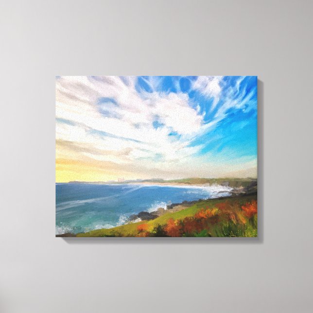 Windy Fistral Beach Newquay Cornwall Canvas Print (Front)