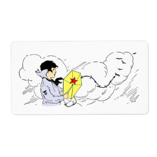 Windy Kite Flying Day Label