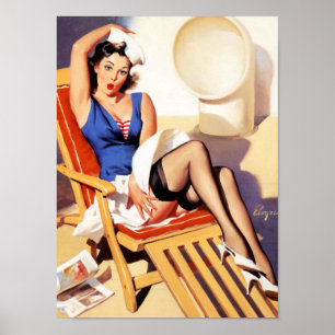 Windy on Deck Pin Up Poster