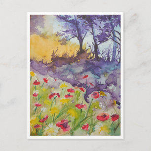 Windy Poppy Field Postcard