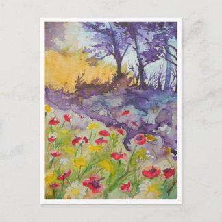 Windy Poppy Field Postcard