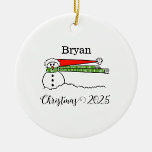 Windy Snowman Personalized Ornament