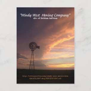 Windy West Moving Company Announcement Postcard