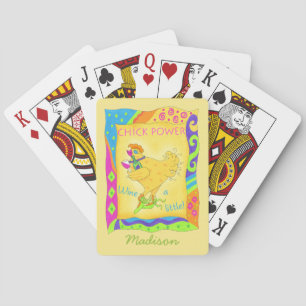 Wine a Little Chick Power Name Personalized Yellow Playing Cards