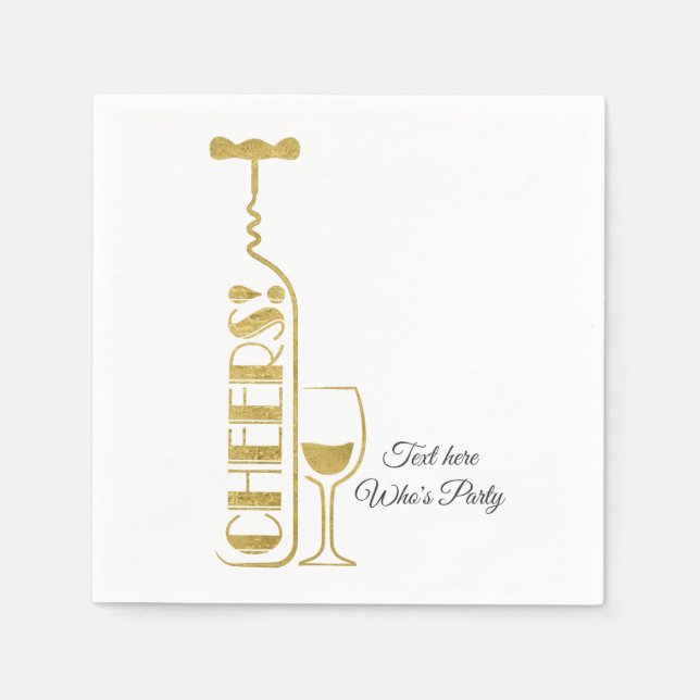 wine, adult birthday, wedding, party napkin (Front)