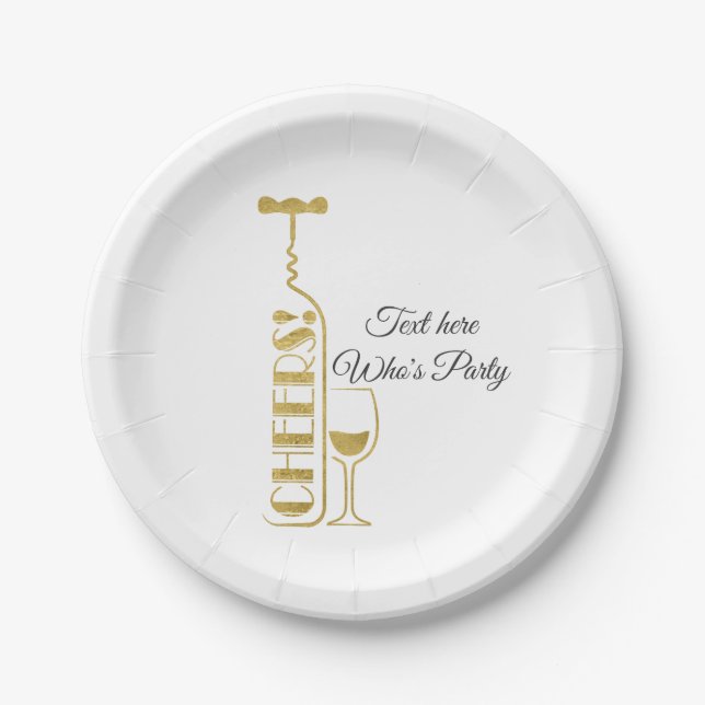 wine, adult birthday, wedding, party paper plate (Front)