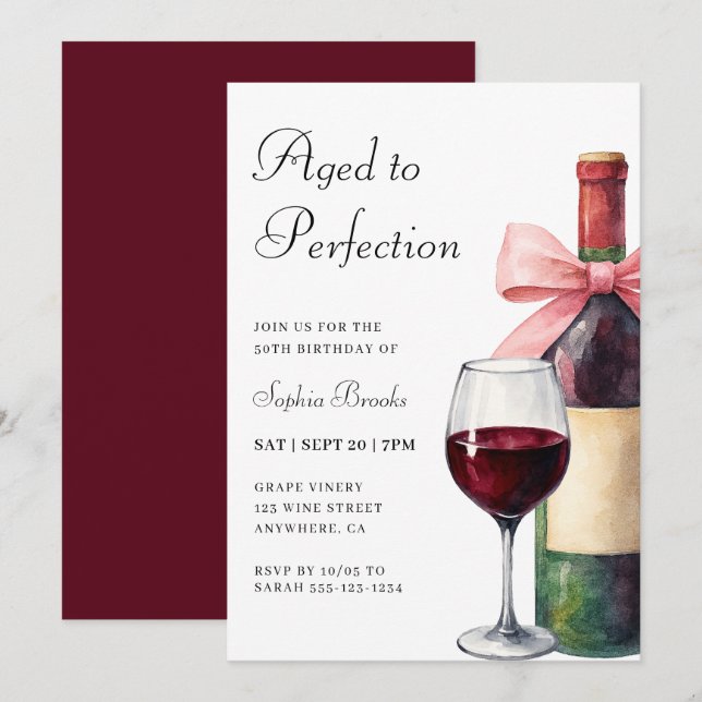 Wine Aged To Perfection 50th Birthday Party Invitation (Front/Back)