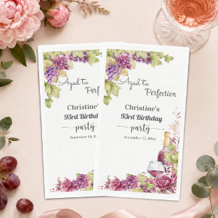 Wine Aged to Perfection 93rd Birthday Party Napkin