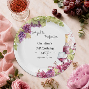 Wine Aged to Perfection 99th Birthday Party Paper Plate