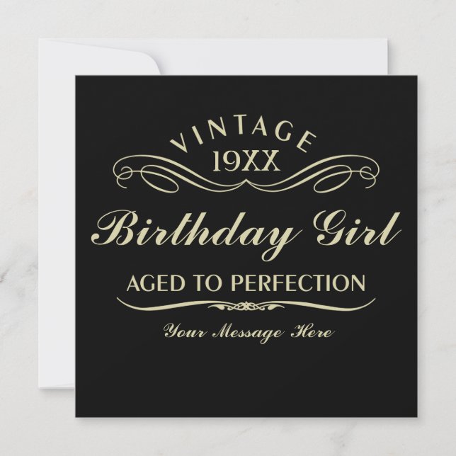 Wine Aged to Perfection Birthday Black Invitation (Front)
