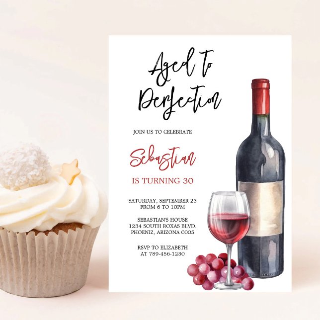 Wine Aged to Perfection Birthday Invitation (Creator Uploaded)