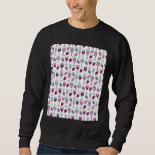 Wine & Grapes Pattern Graphic Sweatshirt