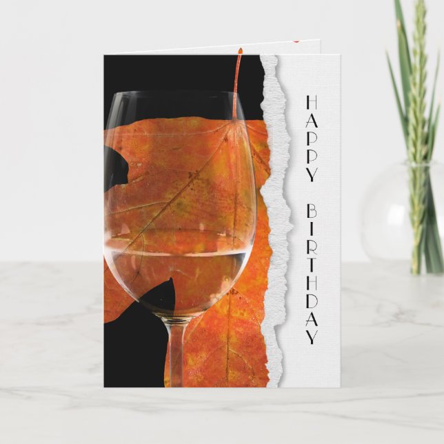 Wine and Autumn Leaf Card (Front)