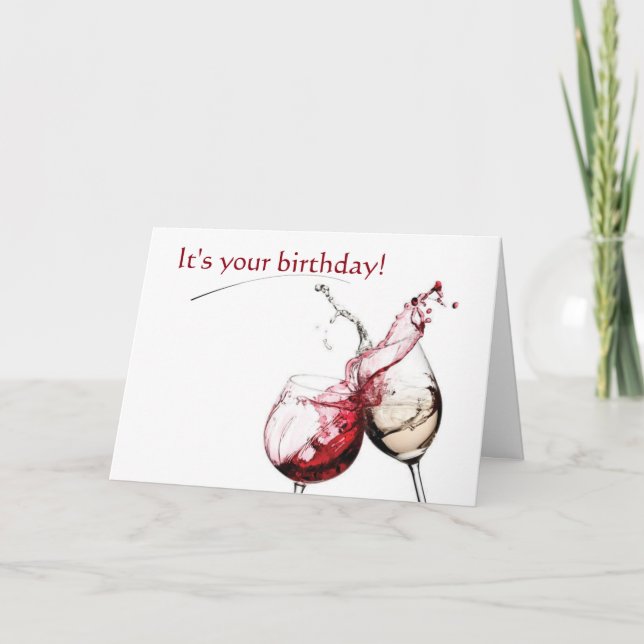 Wine and Birthday Wishes Card (Front)