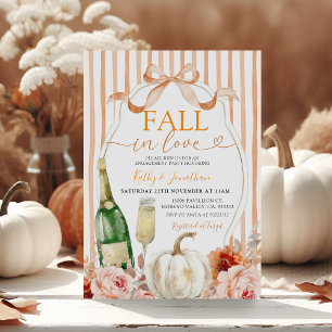Wine and Bow Fall in Love Pumpkin Engagement Invitation