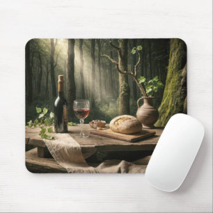 Wine And Bread In Summer Forest Mouse Pad