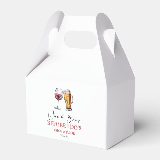 Wine and Brews Before I Do's Rehearsal Dinner Favor Box (Front Side)