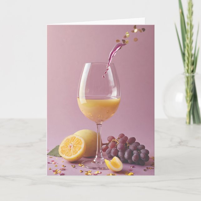 Wine and Cheers to Another Year Card (Front)