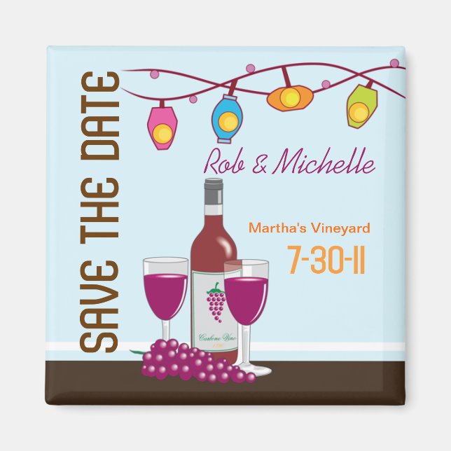 Wine and Cheese Bridal Shower Custom Magnet Favour (Front)