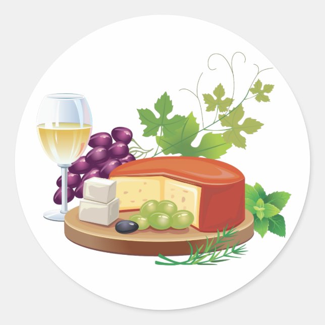 Wine and Cheese Classic Round Sticker (Front)