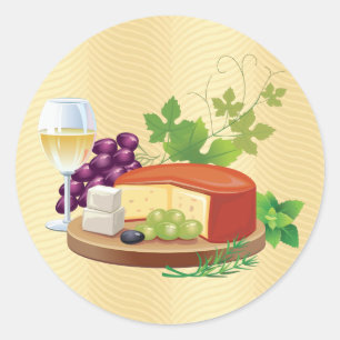 Wine and Cheese Classic Round Sticker