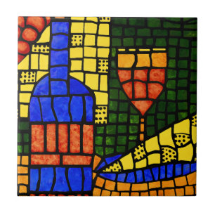 Wine And Cheese Colourful  Bright Colour Bar Tile