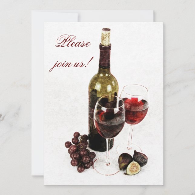 Wine and cheese dinner celebration invitation (Front)