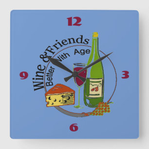 Wine and Cheese Friends Clock