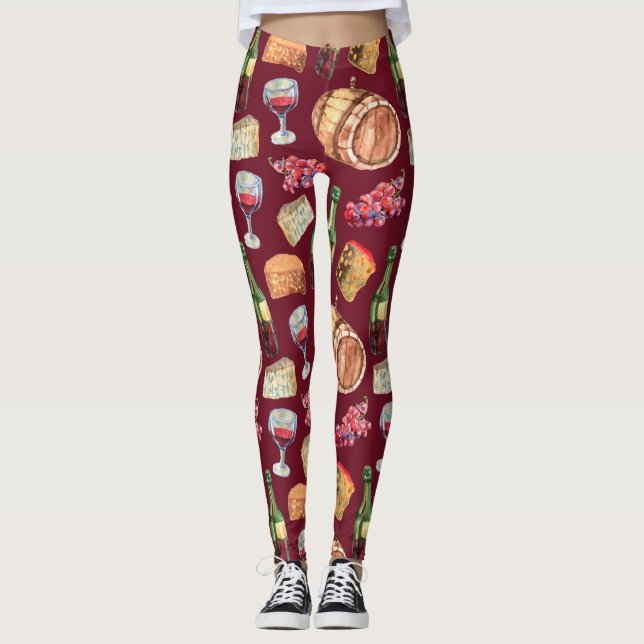 wine and cheese  Leggings (Front)