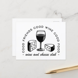 Wine and cheese lovers club postcard