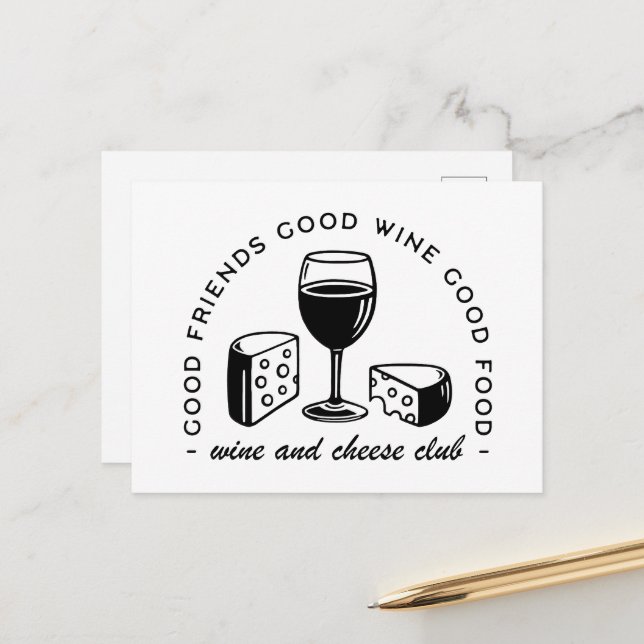 Wine and cheese lovers club postcard (Front/Back In Situ)