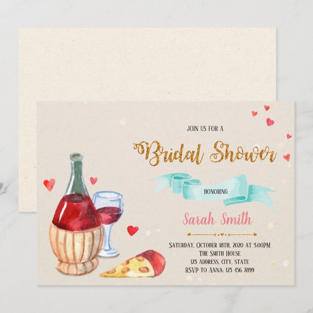 Wine and cheese party invitation (Front/Back)