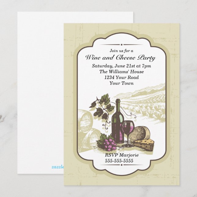 Wine and Cheese Party Invitation (Front/Back)