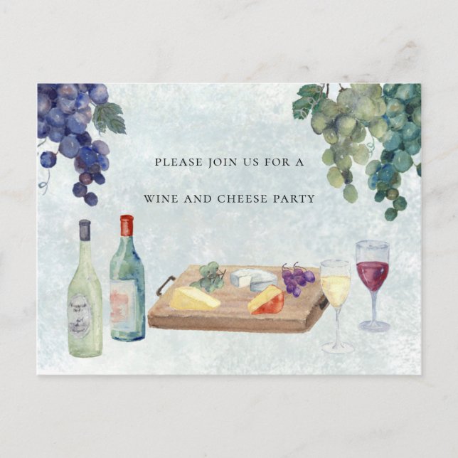 Wine and Cheese Party Invitation Postcard (Front)