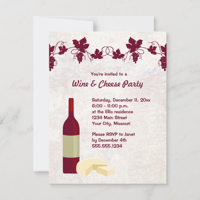 Wine and Cheese Party Invitations (Front)