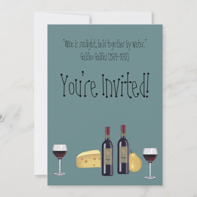 Wine and Cheese Party+Quote Invitation (Front)