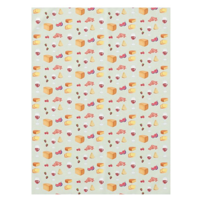  Wine and Cheese Pattern Tablecloth (Front)