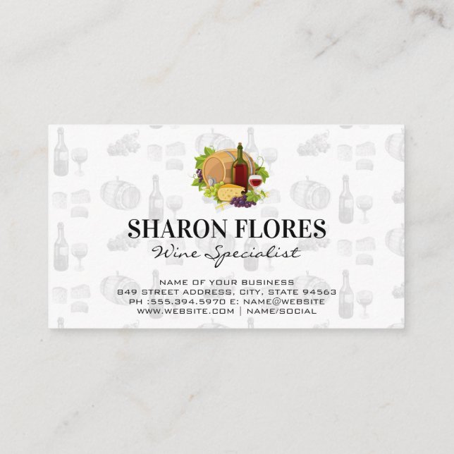 Wine and Cheese Picnic Business Card (Back)