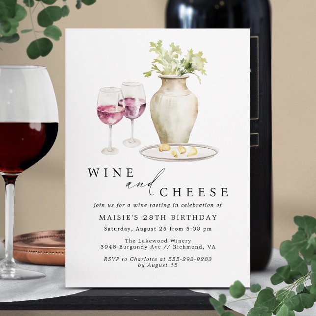 Wine and Cheese | Red Wine Tasting Adult Birthday Invitation (Creator Uploaded)