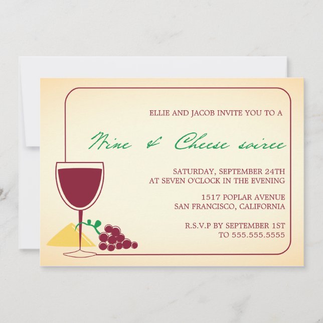 Wine and Cheese Soiree-party invitations (Front)
