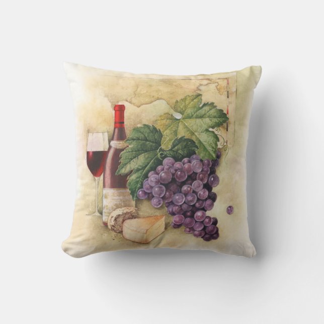 Wine and Cheese Throw Pillow (Front)
