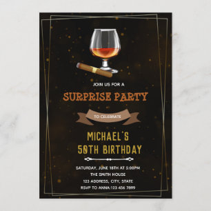Wine and cigar adult birthday invitation