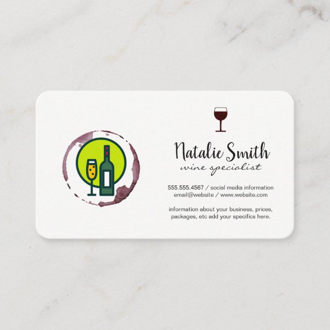 Wine and Cork Screw | Winery Vineyard Business Card (Front)