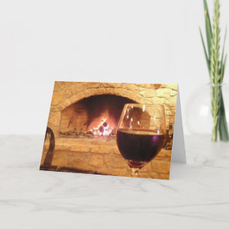 Wine and fire holiday card