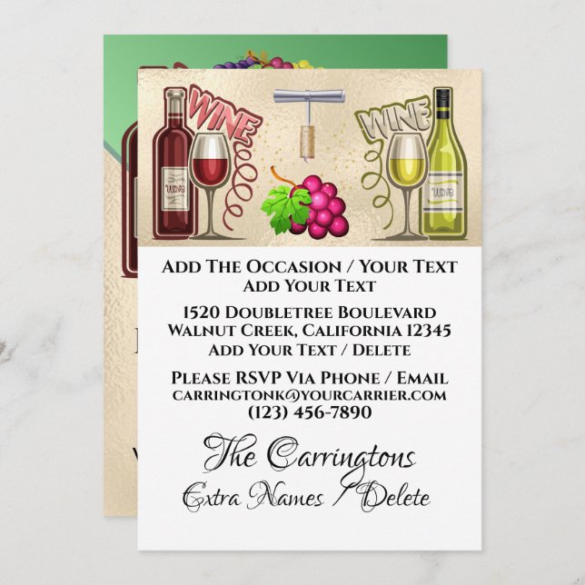 Wine and Friends - See Back - Invitation (Front/Back)