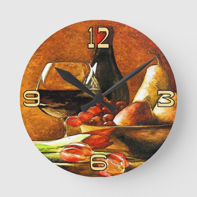 Wine and Fruit Round Clock (Front)