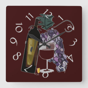Wine and Gapes Humourous Square Wall Clock