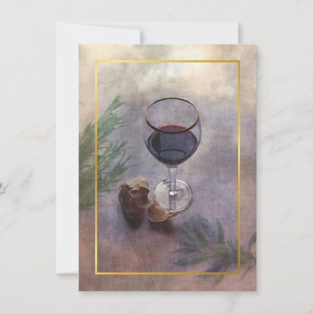 wine and garlic dinner invitation (Front)