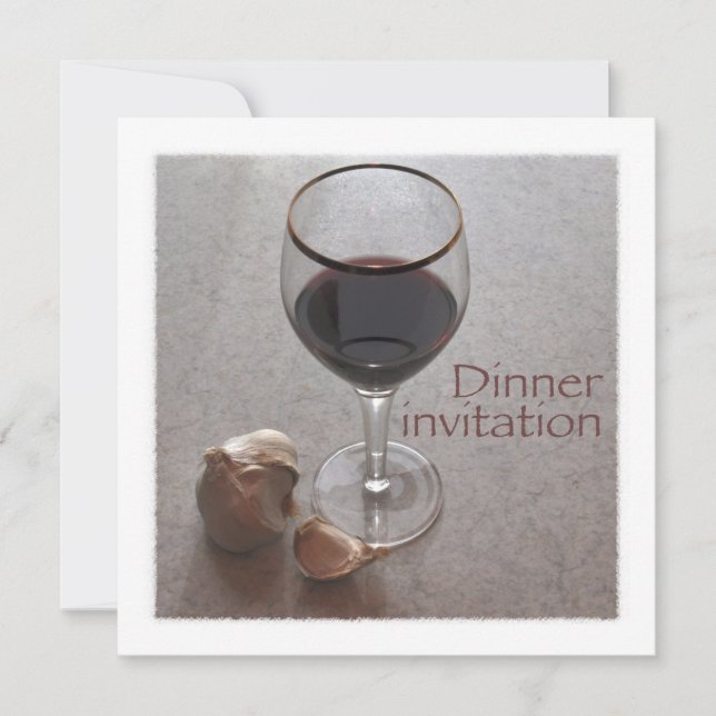 wine and garlic dinner invitation (Front)