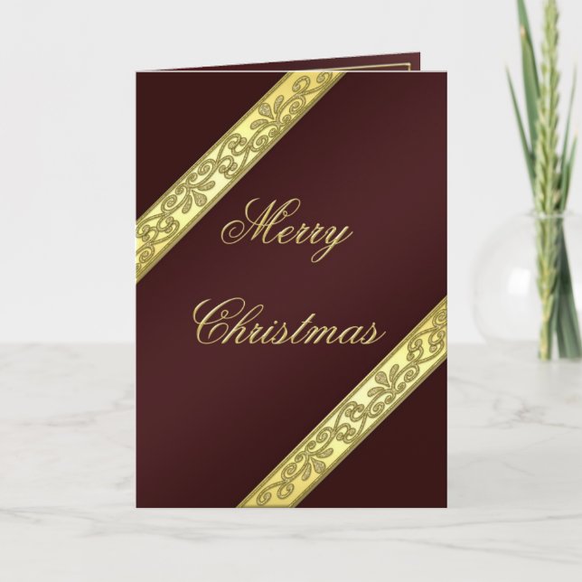 Wine and Gold Coloured Christmas Card (Front)